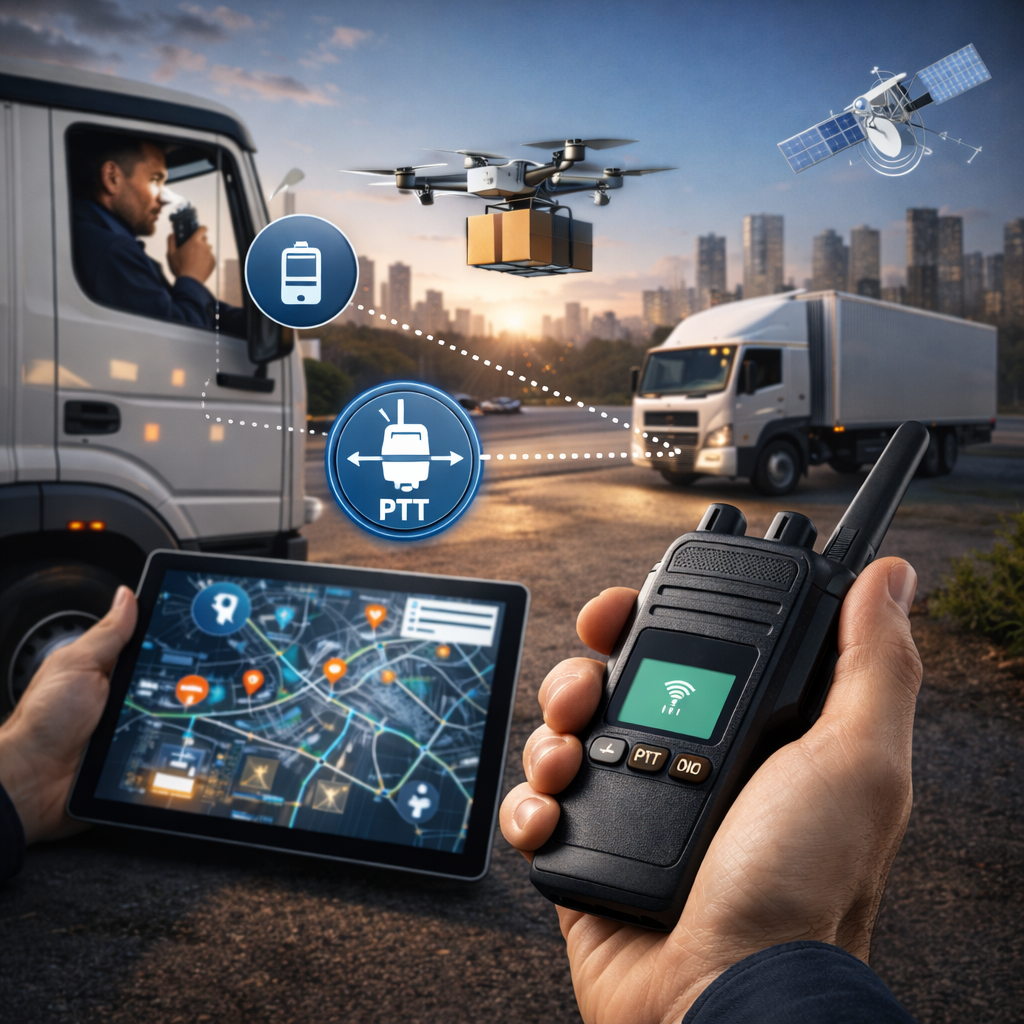 Push-to-talk communication in logistics: driver and dispatcher staying connected across trucks, warehouse, and last-mile delivery under real operating conditions.