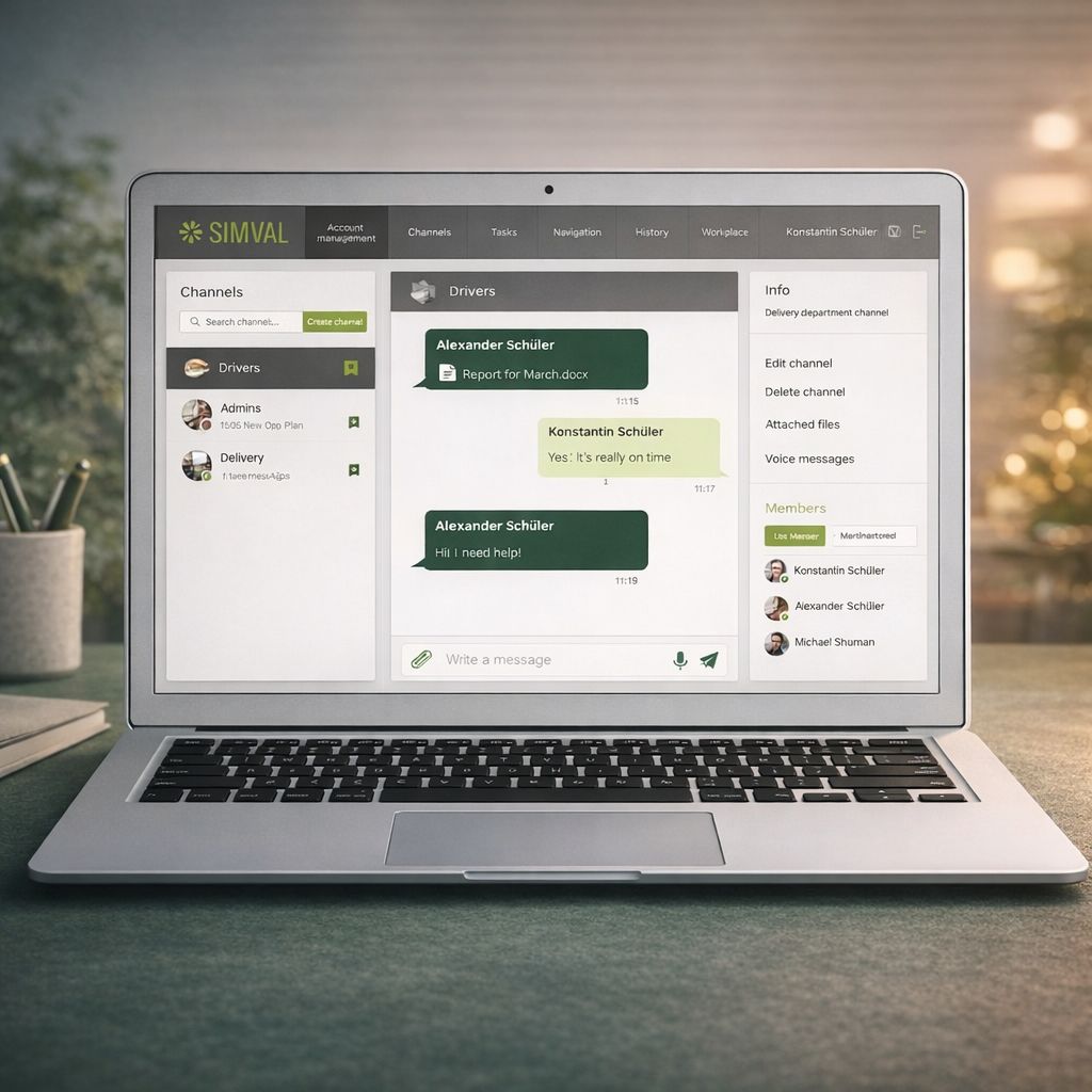 Dispatcher dashboard for secure logistics showing GPS tracking, task control, and team monitoring